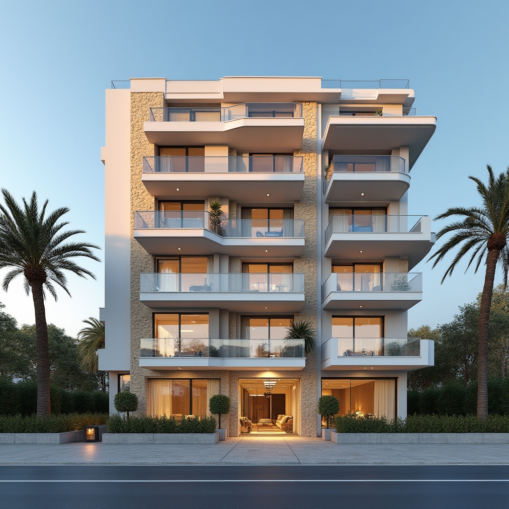 Modern new-build apartment building facade in Croatia